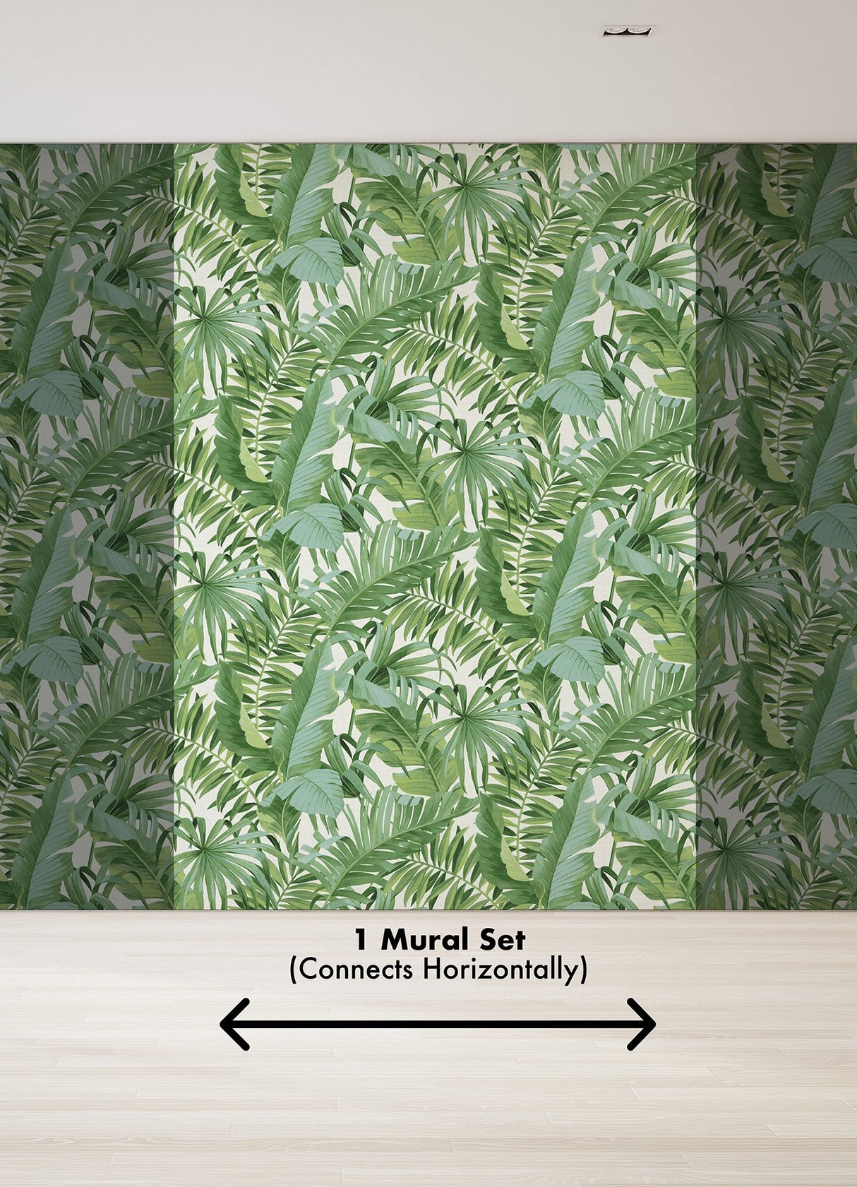 Tropical Palm Leaf Green Wall Mural with Lush Rainforest Leaves Pattern - A-Street Prints ASTM5047