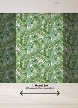 Tropical Palm Leaf Green Wall Mural with Lush Rainforest Leaves Pattern - A-Street Prints ASTM5047