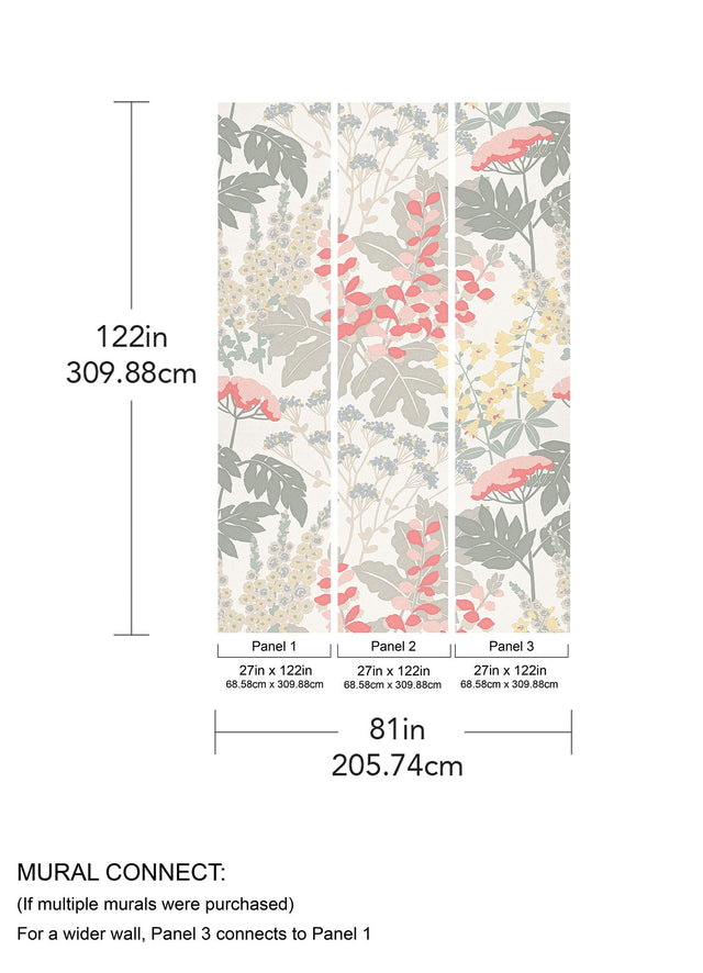 Paradise Pink & Dove Grey Floral Wall Mural - A-Street Prints ASTM5048