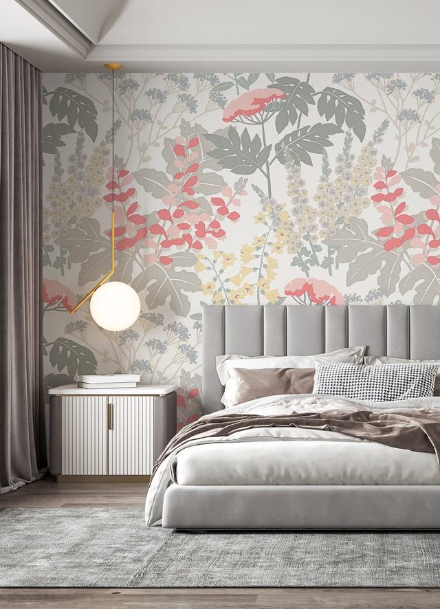 Paradise Pink & Dove Grey Floral Wall Mural - A-Street Prints ASTM5048