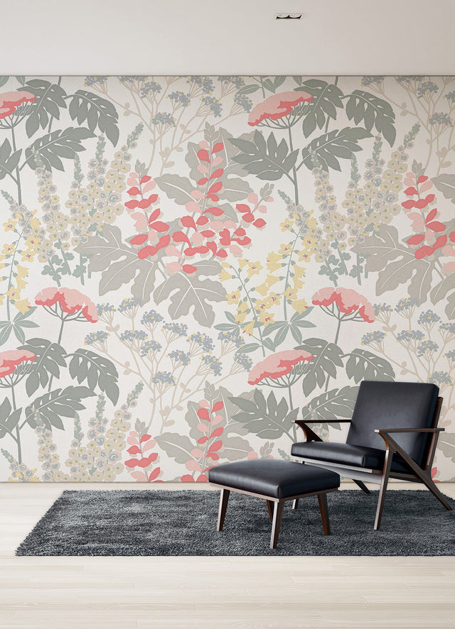Paradise Pink & Dove Grey Floral Wall Mural - A-Street Prints ASTM5048