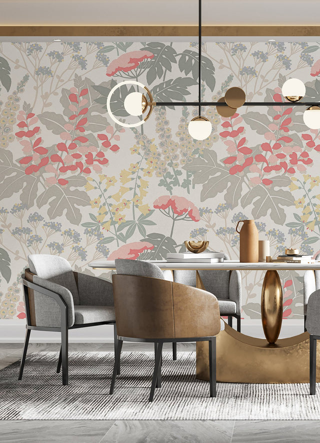 Paradise Pink & Dove Grey Floral Wall Mural - A-Street Prints ASTM5048