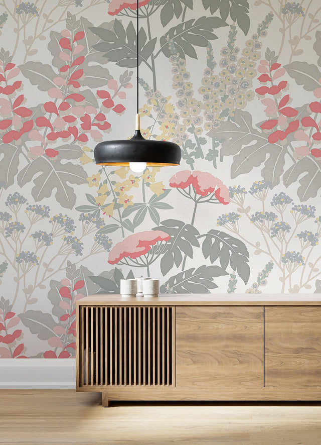 Paradise Pink & Dove Grey Floral Wall Mural - A-Street Prints ASTM5048