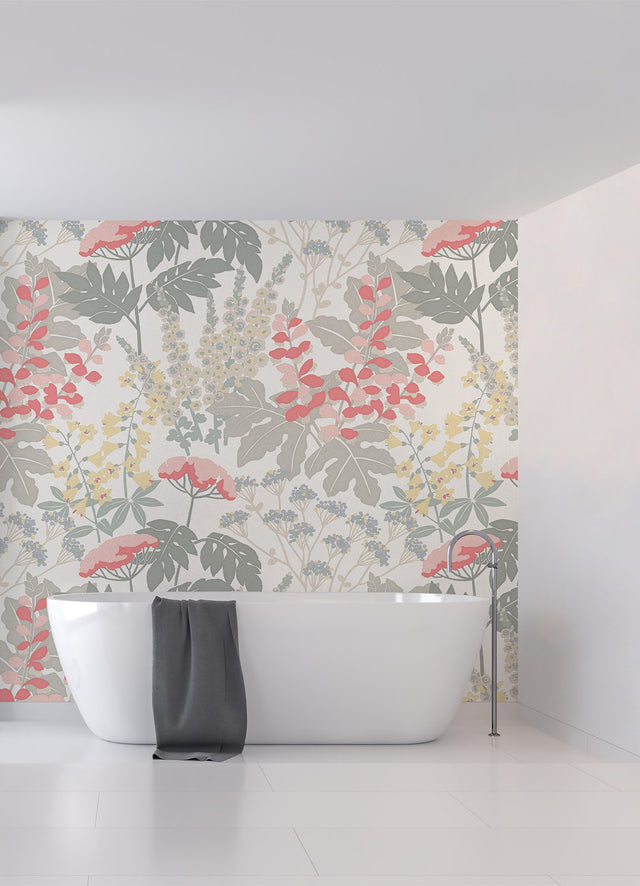 Paradise Pink & Dove Grey Floral Wall Mural - A-Street Prints ASTM5048