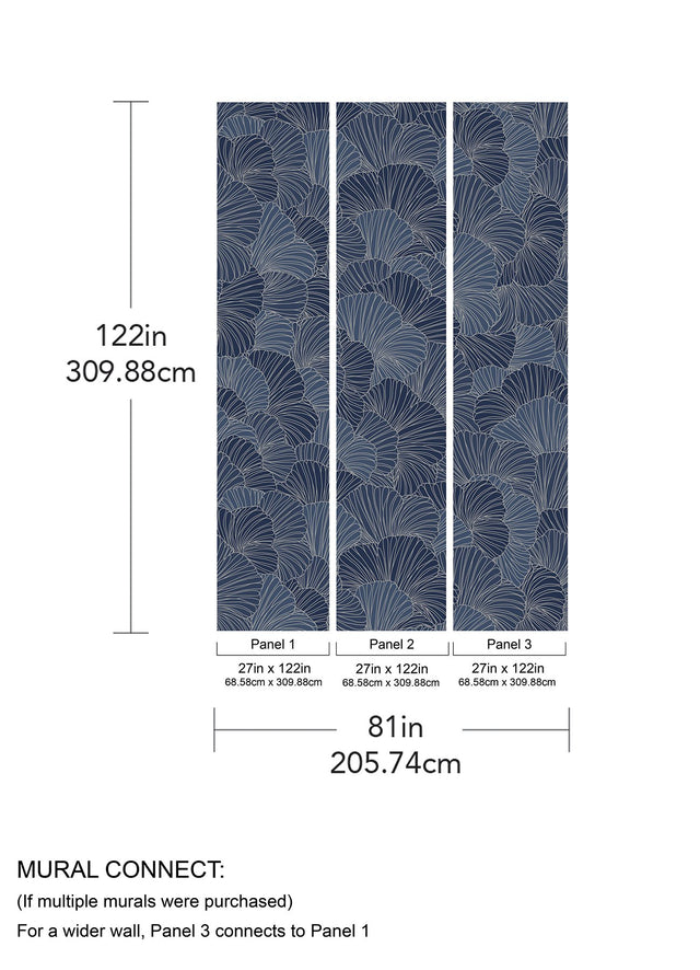 Petals Royal Blue Wall Mural with Modern Floral Petal Pattern - A-Street Prints ASTM5049