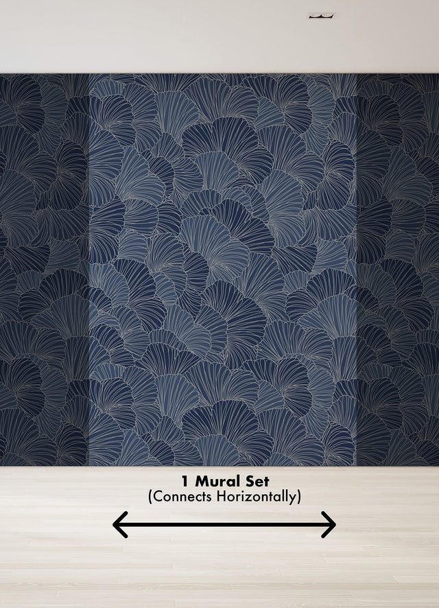 Petals Royal Blue Wall Mural with Modern Floral Petal Pattern - A-Street Prints ASTM5049