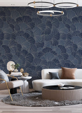 Petals Royal Blue Wall Mural with Modern Floral Petal Pattern - A-Street Prints ASTM5049