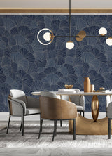 Petals Royal Blue Wall Mural with Modern Floral Petal Pattern - A-Street Prints ASTM5049