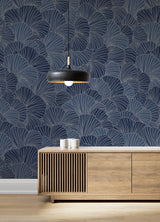 Petals Royal Blue Wall Mural with Modern Floral Petal Pattern - A-Street Prints ASTM5049