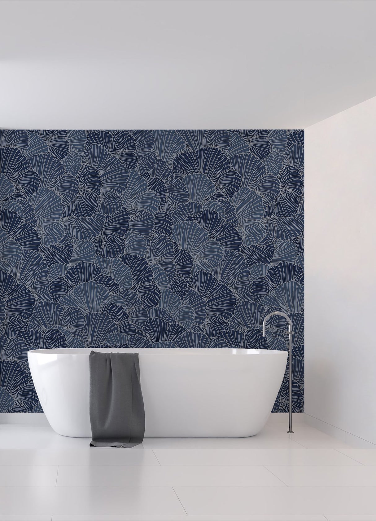 Petals Royal Blue Wall Mural with Modern Floral Petal Pattern - A-Street Prints ASTM5049