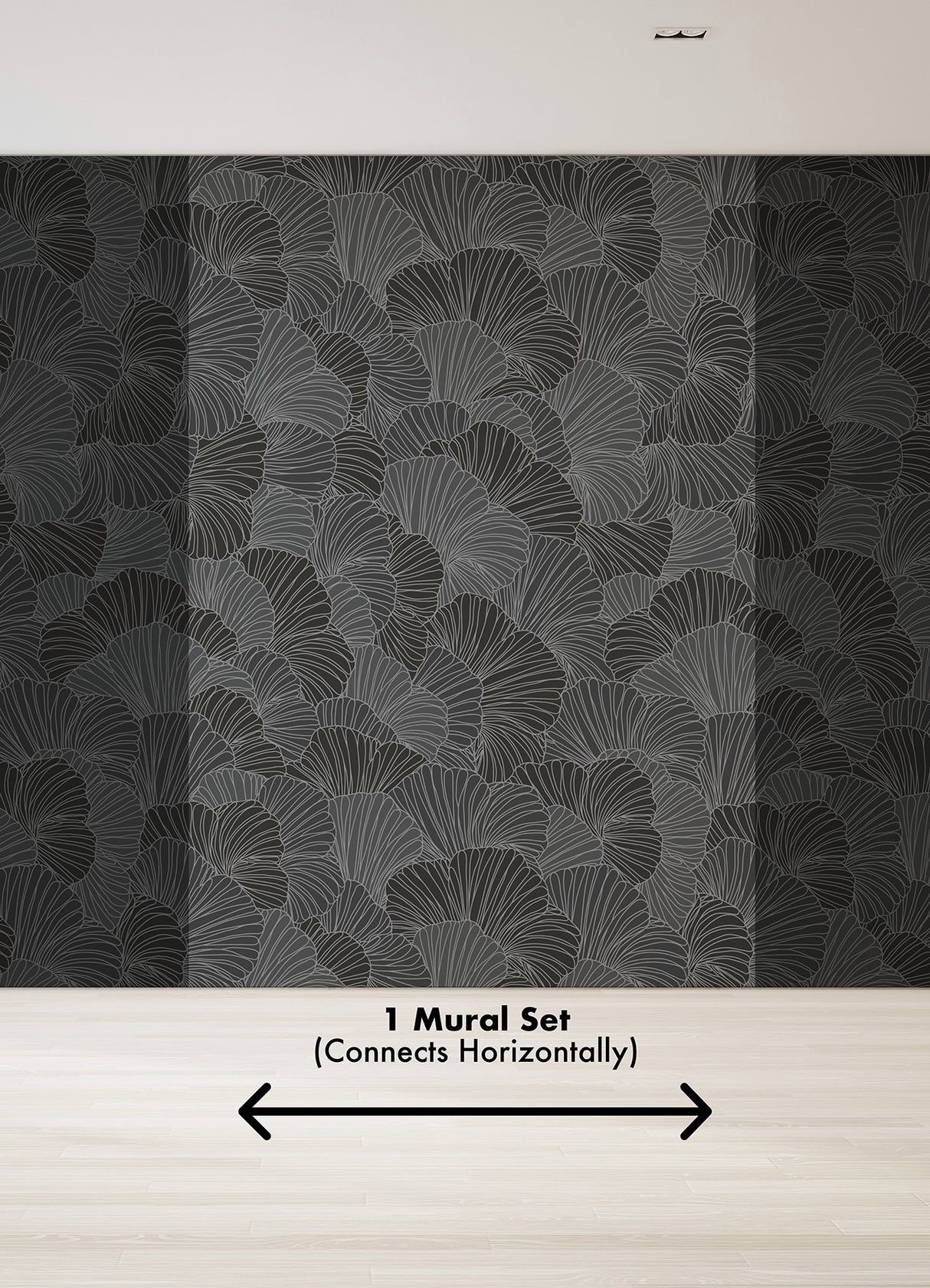 Petals Charcoal Grey Wall Mural with Modern Floral Overlapping Petals Pattern - A-Street Prints ASTM5050
