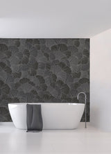 Petals Charcoal Grey Wall Mural with Modern Floral Overlapping Petals Pattern - A-Street Prints ASTM5050