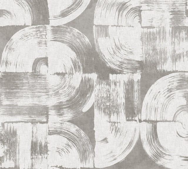 Brushstrokes Dove Grey Wall Mural with Painterly Geometric Swirls - A-Street Prints ASTM5051