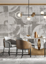 Brushstrokes Dove Grey Wall Mural with Painterly Geometric Swirls - A-Street Prints ASTM5051