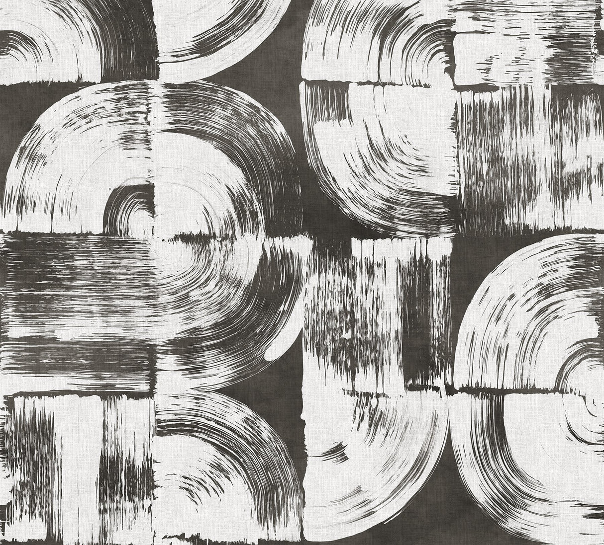 Brushstrokes Charcoal Grey Wall Mural with Geometric Painterly Swirls - ASTM5052