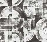 Brushstrokes Charcoal Grey Wall Mural with Geometric Painterly Swirls - ASTM5052