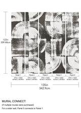 Brushstrokes Charcoal Grey Wall Mural with Geometric Painterly Swirls - ASTM5052