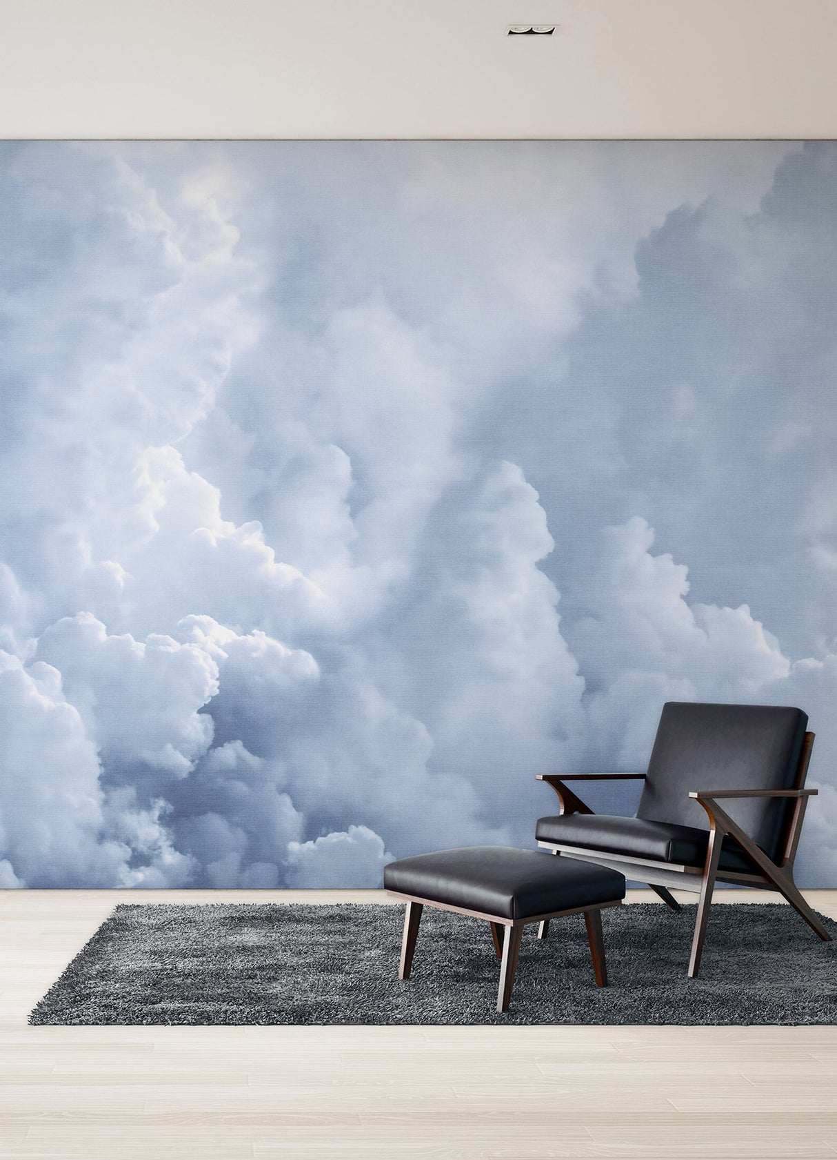 In The Clouds Sky Blue Wall Mural with Whimsical Nature Clouds Pattern - A-Street Prints ASTM5053