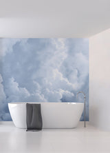 In The Clouds Sky Blue Wall Mural with Whimsical Nature Clouds Pattern - A-Street Prints ASTM5053