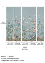 Winter Chinoiserie Robin's Egg Blue Wall Mural with Nature Chinoiserie Pattern, Farmhouse Style - A-Street Prints ASTM5057