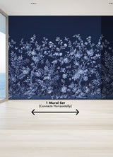 Twilight Chinoiserie Midnight Blue Wall Mural with Chinoiserie Nature Motif - A-Street Prints ASTM5058
