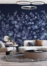 Twilight Chinoiserie Midnight Blue Wall Mural with Chinoiserie Nature Motif - A-Street Prints ASTM5058