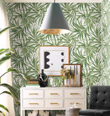 Bali Leaves Yellow & Tan Wallpaper with Tropical Botanical Leaf Pattern - York AT7050