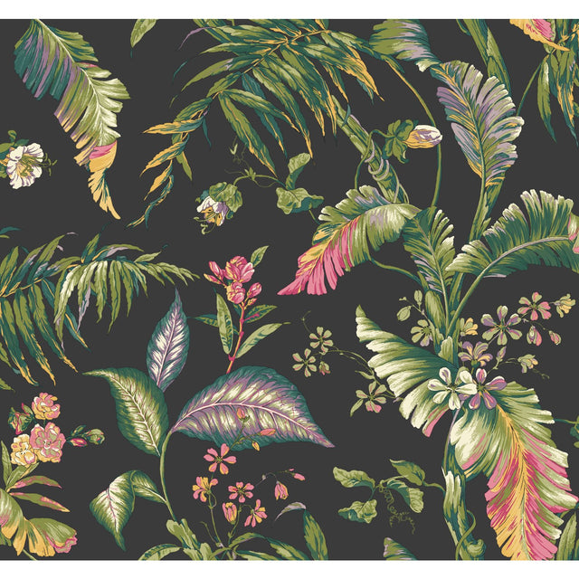 Fiji Garden Green Wallpaper with Tropical Botanical Motif - York AT7093