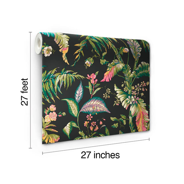 Fiji Garden Green Wallpaper with Tropical Botanical Motif - York AT7093