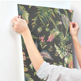 Fiji Garden Green Wallpaper with Tropical Botanical Motif - York AT7093