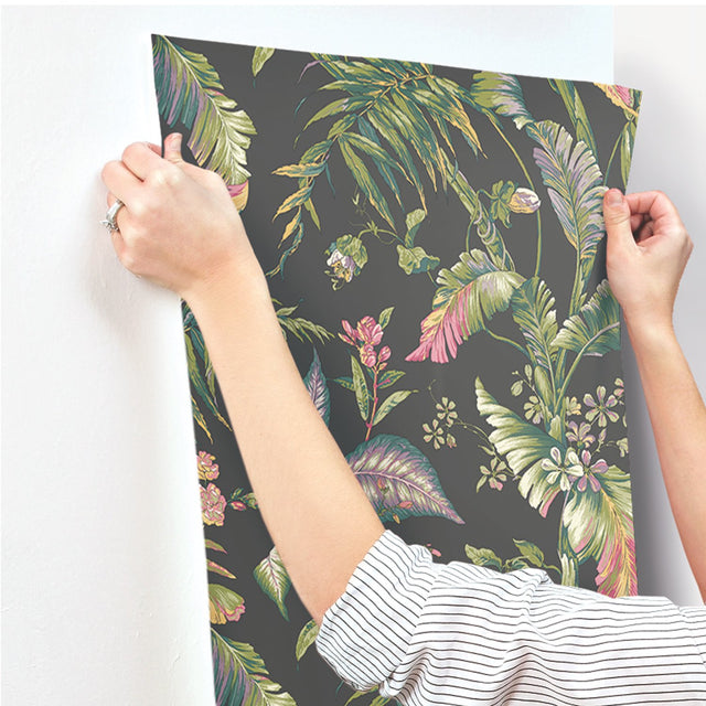 Fiji Garden Green Wallpaper with Tropical Botanical Motif - York AT7093