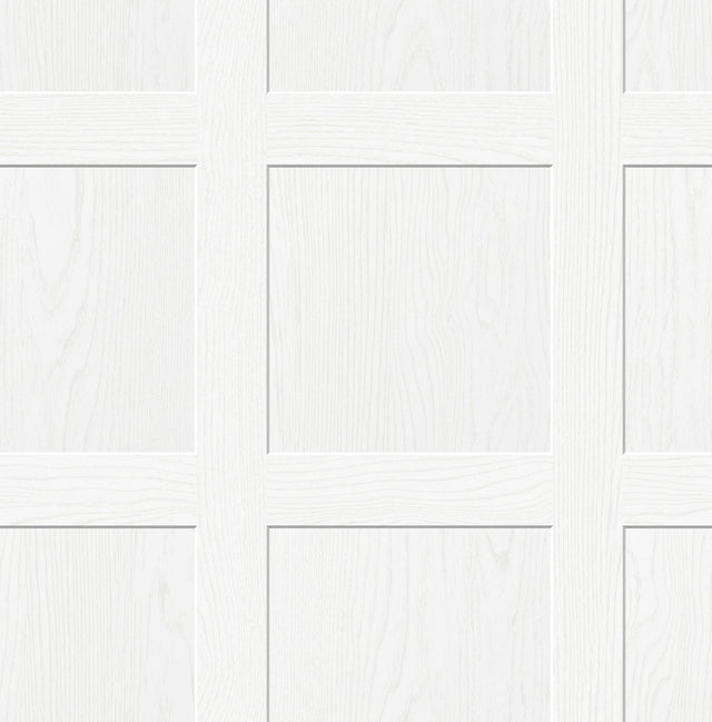 Chase Wallcoving White Peel & Stick Wallpaper with Modern Wood Panel Motif - NuWallpaper ATS4740