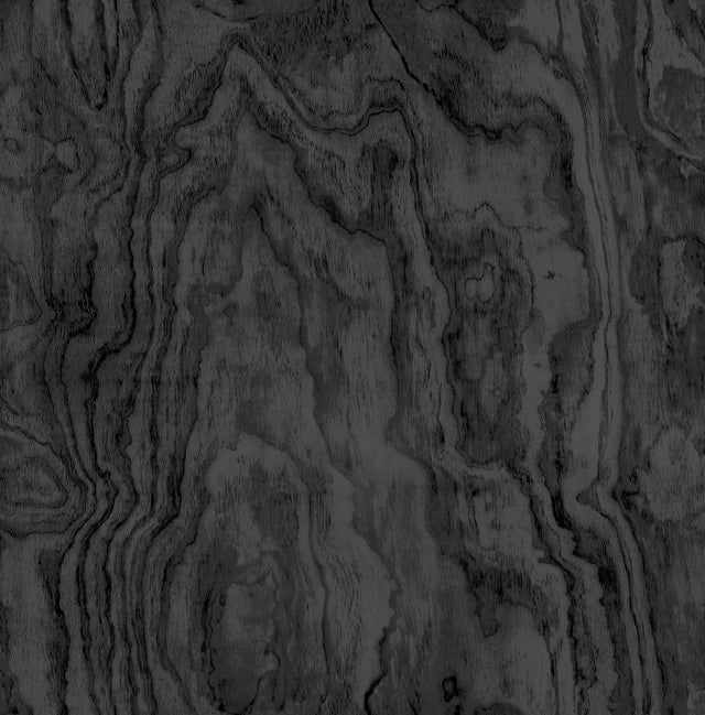 Sloane Wood Black Peel & Stick Wallpaper with Dramatic Black Woodgrain - NuWallpaper ATS4743