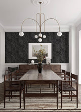 Sloane Wood Black Peel & Stick Wallpaper with Dramatic Black Woodgrain - NuWallpaper ATS4743