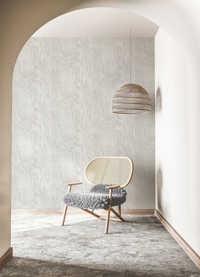 Sloane Wood Grey Peel & Stick Wallpaper with Modern Woodgrain Pattern - NuWallpaper ATS4744