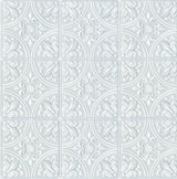 Willa Wall Tile White Peel & Stick Wallpaper with Floral Stamped Tile Motif - NuWallpaper ATS4746