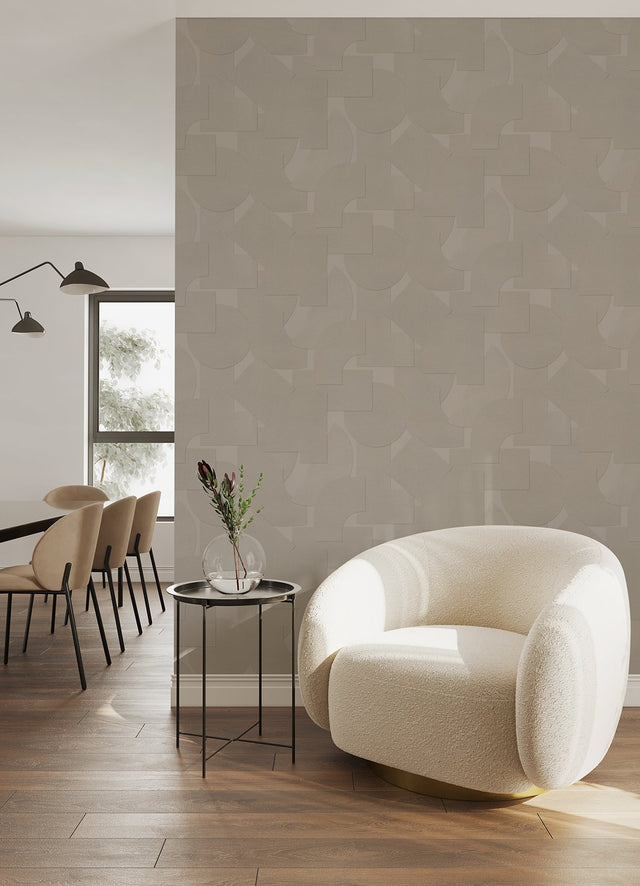 Bas Shapes Taupe Peel & Stick Wallpaper with Modern Geometric Pattern - NuWallpaper ATS4747