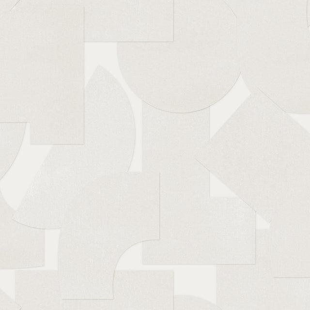 Bas Shapes White Peel & Stick Wallpaper with Modern Geometric Pattern - NuWallpaper ATS4748