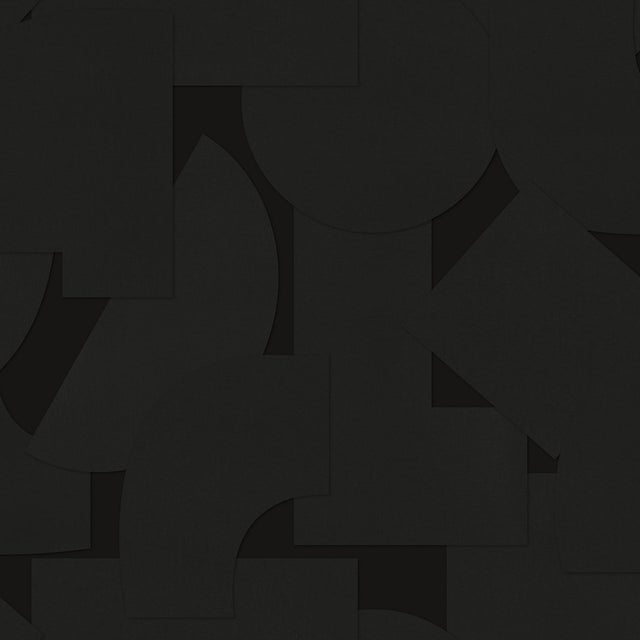 Bas Shapes Black Peel & Stick Wallpaper with Modern Geometric Pattern - NuWallpaper ATS4749
