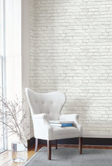 Vintage White Brick Off-White by NextWall Peel & Stick Brick Wallpaper – NextWall AX10800