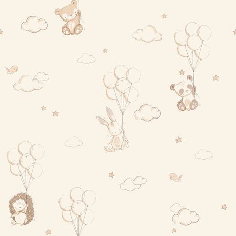Advantage Floating Balloons Light Brown Animal Wallpaper roll and pattern view