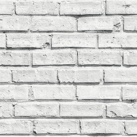 Abner White Brick Wallpaper roll with realistic white-painted brick pattern by Arthouse