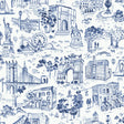Toile de New York Navy Peel and Stick Wallpaper by NuWallpaper x Brownstone Boys - BBS6544