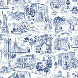 Toile de New York Navy Peel and Stick Wallpaper by NuWallpaper x Brownstone Boys - BBS6544