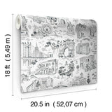 Toile de New York Graphite by NuWallpaper Brownstone Boys Hand-Drawn New York City Landmark Toile Peel and Stick Wallpaper - BBS6546