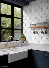 Brooklyn Delft Navy by NuWallpaper x Brownstone Boys Peel and Stick Traditional New York City Delft Tile Pattern Wallpaper - BBS6547