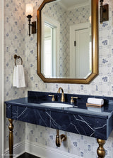 Brooklyn Delft Navy by NuWallpaper x Brownstone Boys Peel and Stick Traditional New York City Delft Tile Pattern Wallpaper - BBS6547