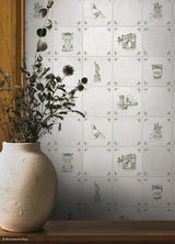 Brooklyn Delft Ivy by NuWallpaper x Brownstone Boys Traditional New York City Landmark Delft Tile Peel and Stick Removable Wallpaper BBS6548