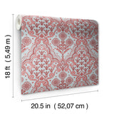 Brownstone Blooms Brick and Sky by NuWallpaper Brownstone Boys Botanical Damask Traditional Peel and Stick Wallpaper - BBS6550