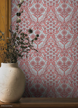Brownstone Blooms Brick and Sky by NuWallpaper Brownstone Boys Botanical Damask Traditional Peel and Stick Wallpaper - BBS6550